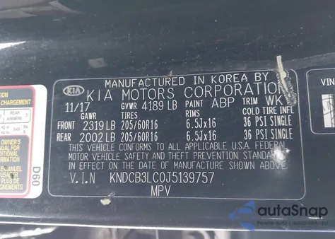 2018 Kia Niro Lx z USA, uszkodzony, nr VIN KNDCB3LC0J5139757